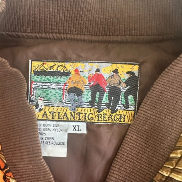 Vintage Big Cat Silk Jacket Animal Print Jaguar Bomber Jungle 80s 90s - Picture 12 of 16